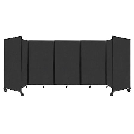 Versare Room Divider 360 Folding Portable Partition 14" x 5' Black Fabric 1160502